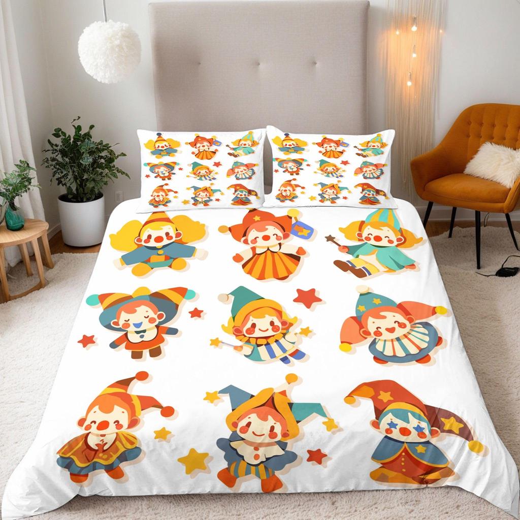 Cartoon Clown Duvet Cover for Kids Boys Girls Queen King Lightweight Quilt Cover Funny Circus Bedding Set Bedroom Decor No Quilt