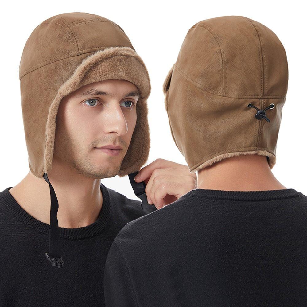 Thick Bomber Hat Plush Ushanka Fur Hat Outdoors Ski Russian Cap  Riding