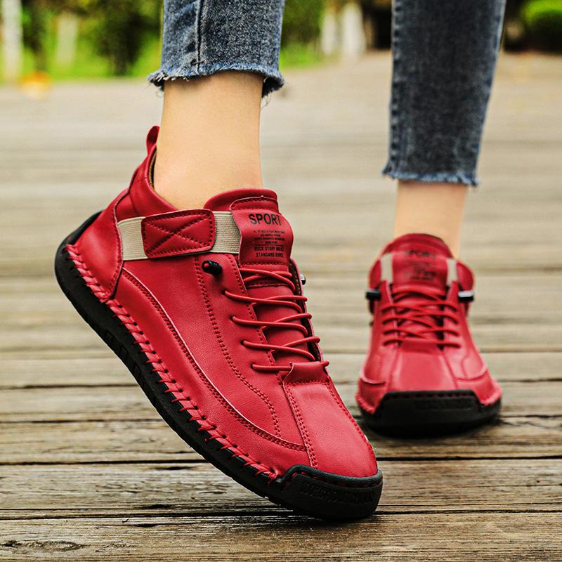 2025 Popular Hand-stitched Women's Shoes Beef Tendon Soft-soled Mother Shoes Autumn and Winter Flat-soled Single Shoes Casual Shoes