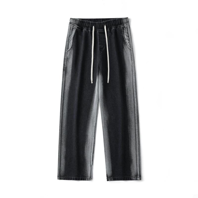 Spring New Contrast Gradient Jeans Men's Loose Straight Neutral Wind Mop Pants