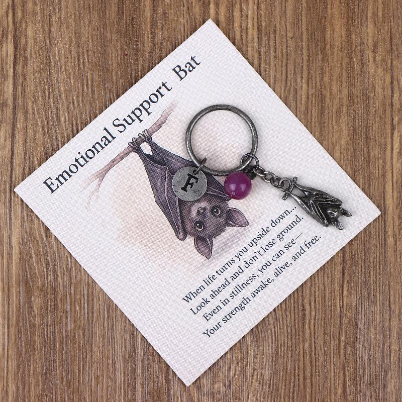 Bat Inspirational Keychain Emotional Support Bat Keychain Metal Bat Pendant With Inspirational Poetry Card Bats Keyring