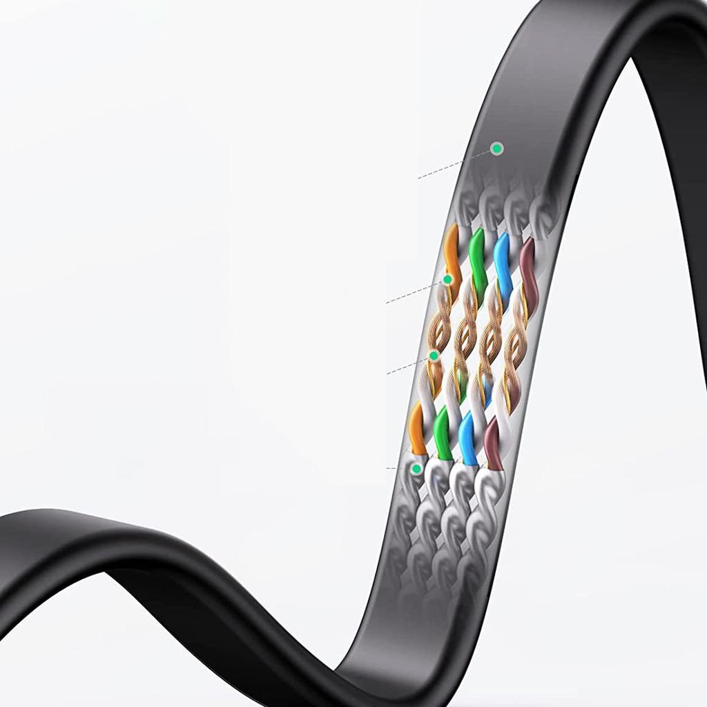 Flat LAN patch cord RJ45 Ethernet Cat 6 network cable 15m black