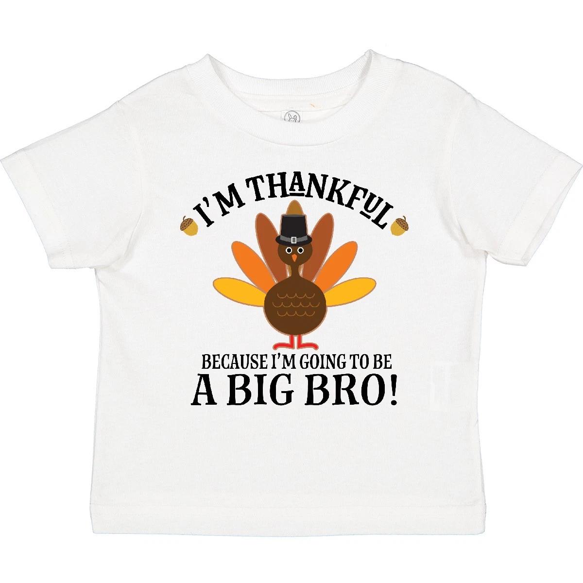 Inktastic Big Bro Announcet Thanksgiving Brother Toddler kids boys T-Shirt Sibling News 140