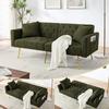 Teddy Fleece Boucle Two-Seater Sofa, 3-Level Adjustable Backrest, 2 Cushions, Metal Legs, Soft Comfortable for Living Room, Rental Apartment, Green