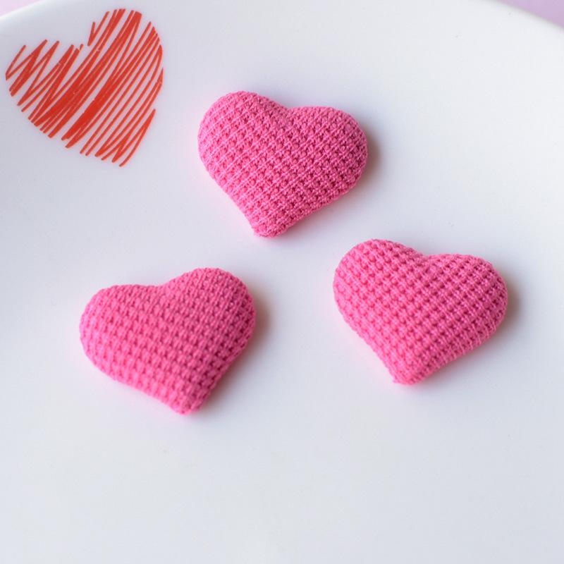 10Pcs Cute Heart-shaped Knitted Fabric Wrap Accessories for DIY Hair Clips Hairpins Girls' DIY Handcrafted Flatback Decoration