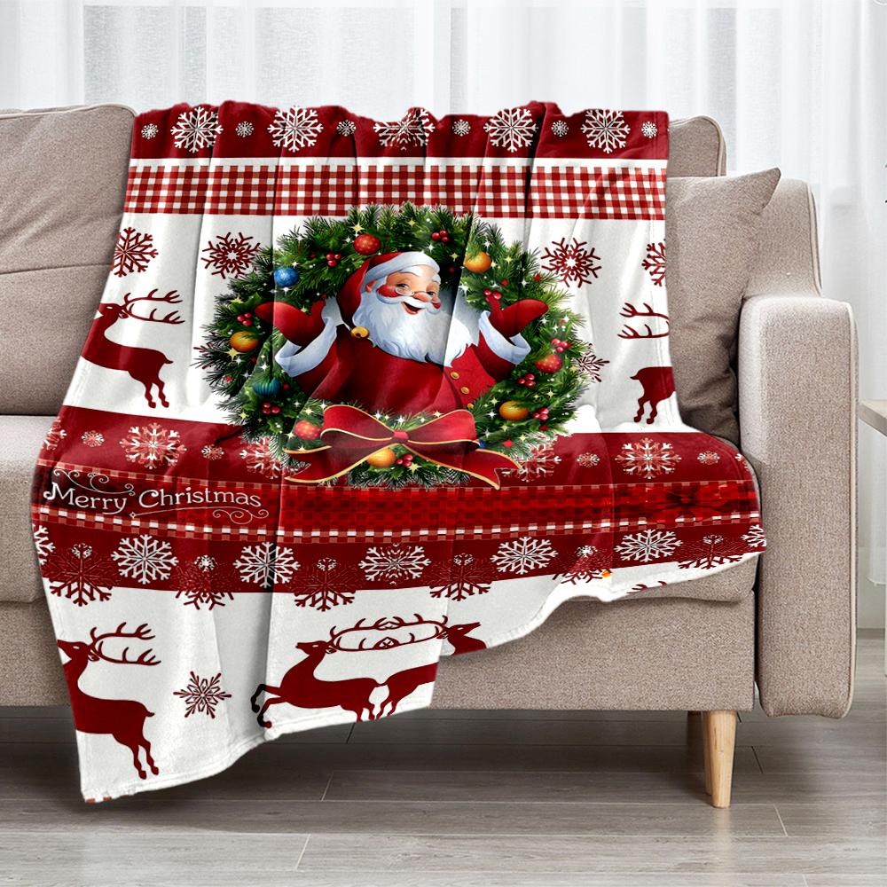 Christmas Theme Printed Blanket - Perfect for Couch, Bed, Travel & Outdoor Use | Machine Washable, Cozy & Durable.