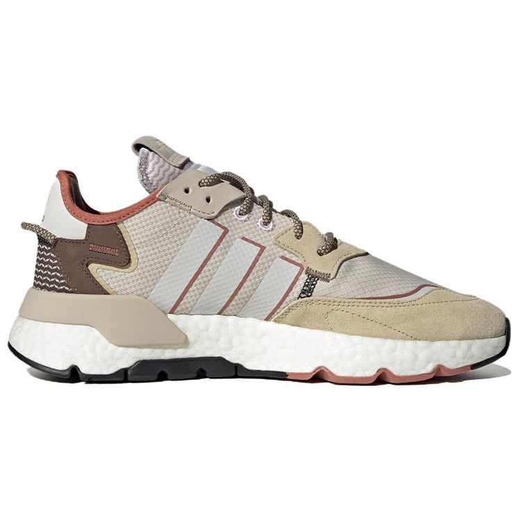 Adidas Originals Nite Jogger Round Toe Lace-Up Slip-Resistant Durable Lightweight Low-Top Casual Shoes Unisex Sneakers Beige IE1924