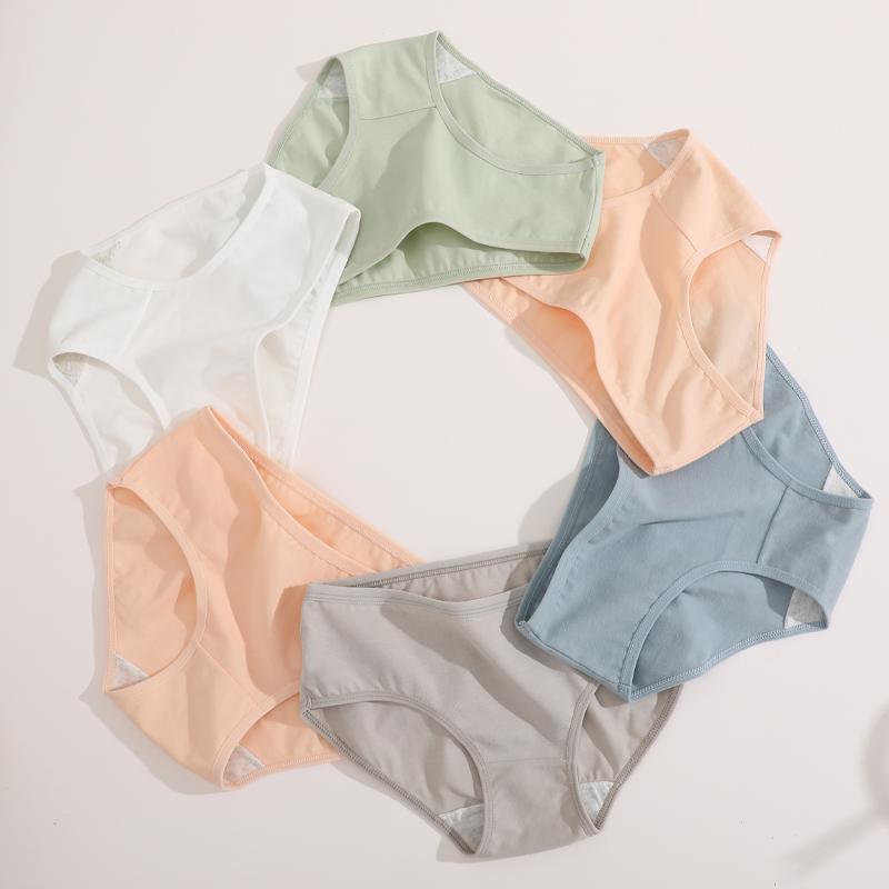 FINETOO 3 Stück Damen Slips Baumwolle Einfarbig Atmungsaktive Unterwäsche Bequeme Dehnbare Slips Mädchen Niedliche Weiche Lingerie M-XL