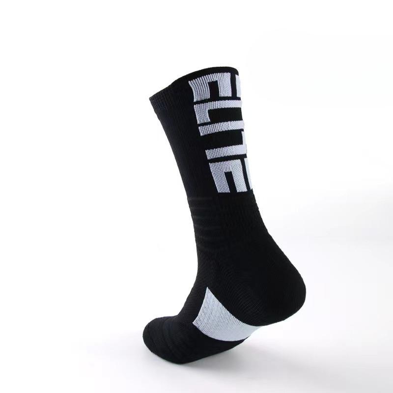 Men's Spring and Autumn Letter Loop Anti Slip Sports Breathable and Sweat Absorbing Basketball Long Socks