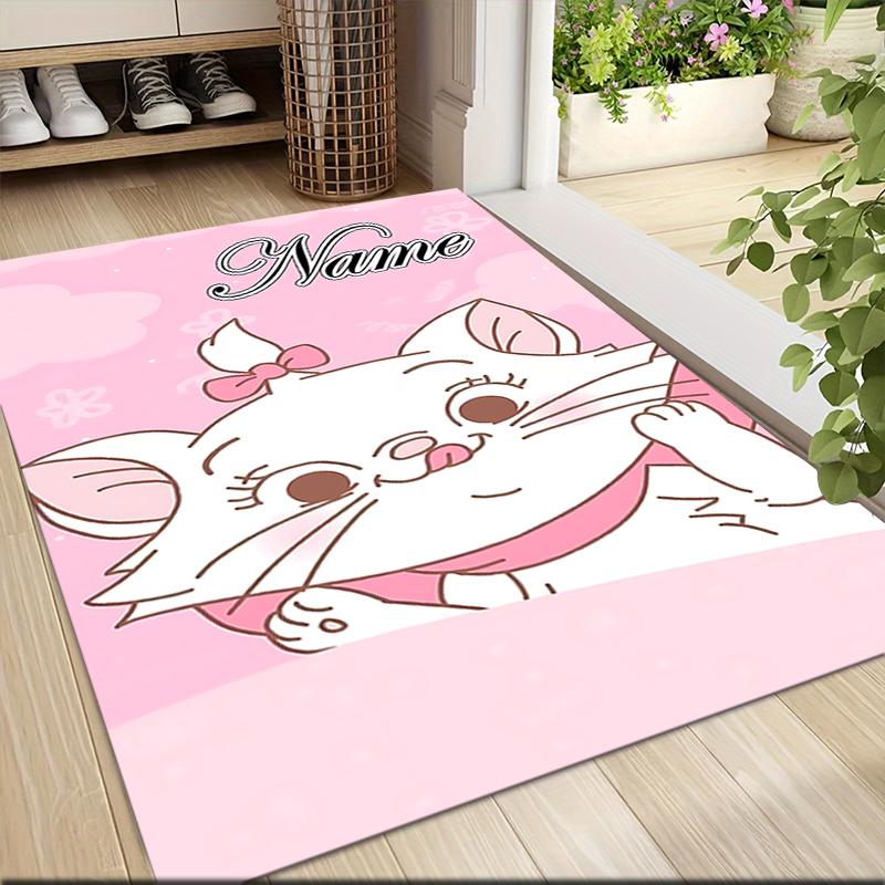 Custom Name Pink Aristocats Name Carpet Rug Customizable Soft Washable Anti-Slip Home Living Room Sofa Mats Personalized Rug. 0909417