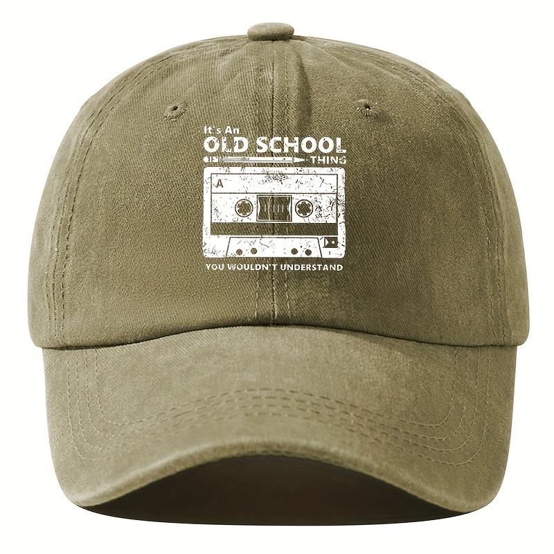 Old School Cassette Tape Print Baseball Cap Vintage Washed Unisex Adult Casual Adjustable Dad Hat