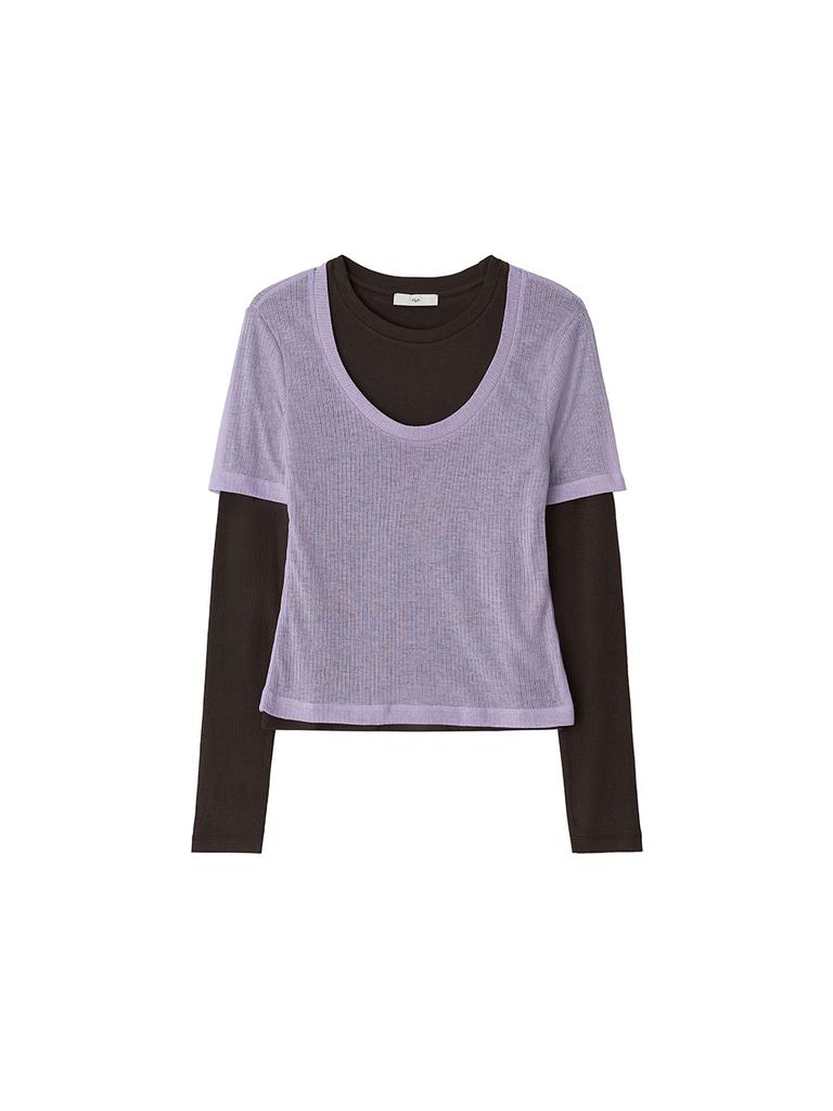 KIJUN Layered Jersey Top Lavender