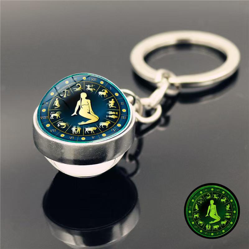 Luminous Zodiac Keychain: Dvanáct souhvězdí s přívěsky ve znamení Býka a Vodnáře