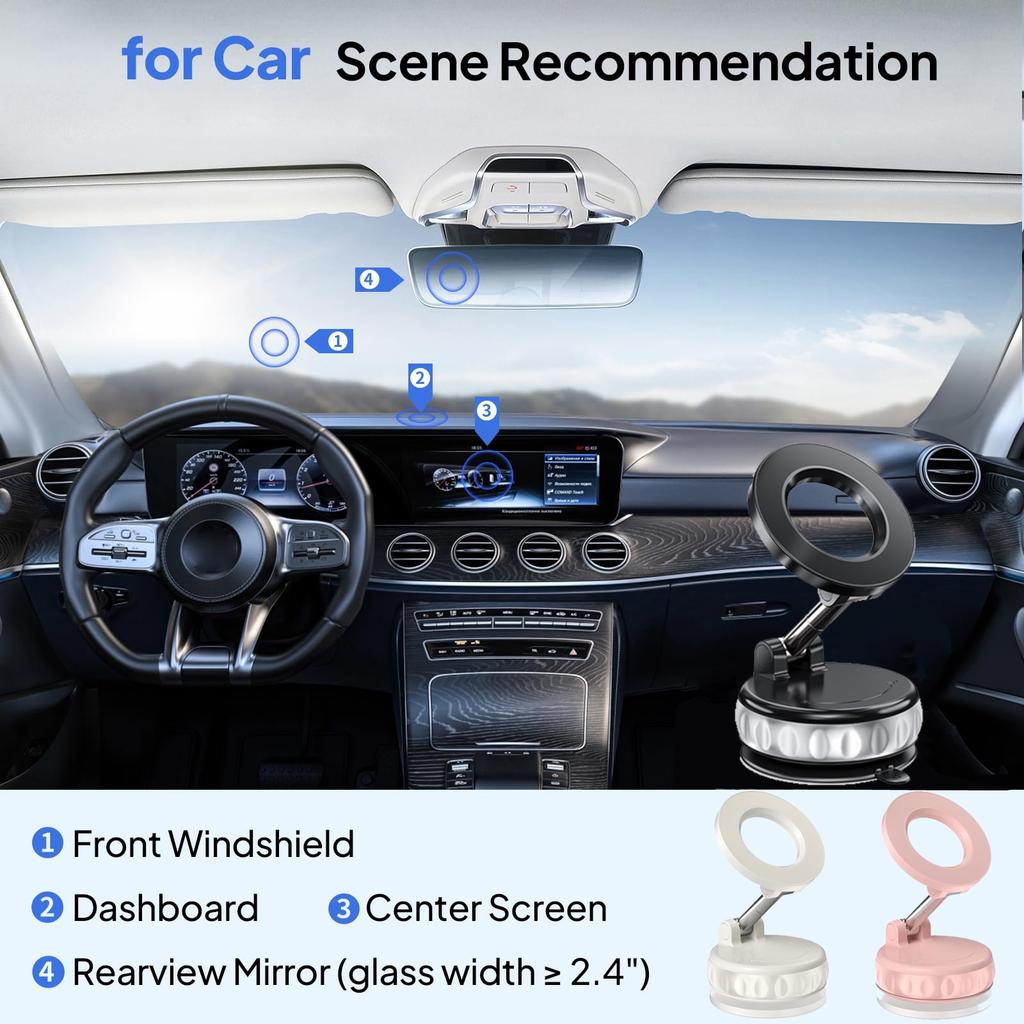 Magnetische Handyhalter mit Vakuumsaugfuß für Ihr Auto, 360° verstellbare Autohandyhalterung, Saugfuß-Autohandyhalterung