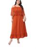 Elegant Off-Shoulder Plus Size Lace Trim Dress