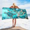 Retro Sea Turtle Print Beach Towel Blue Ocean Coral Quick Dry Towel for Summer Beach Swimming Pool Travel Camping Gym Daily Uses