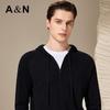 Antaonio Herren Kapuzen-Reißverschluss Strickjacke