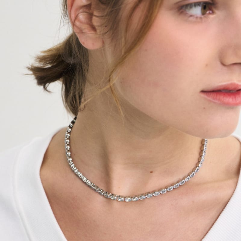 SORRY TOO MUCH LOVE Shine Round Jewel Necklace_Silver