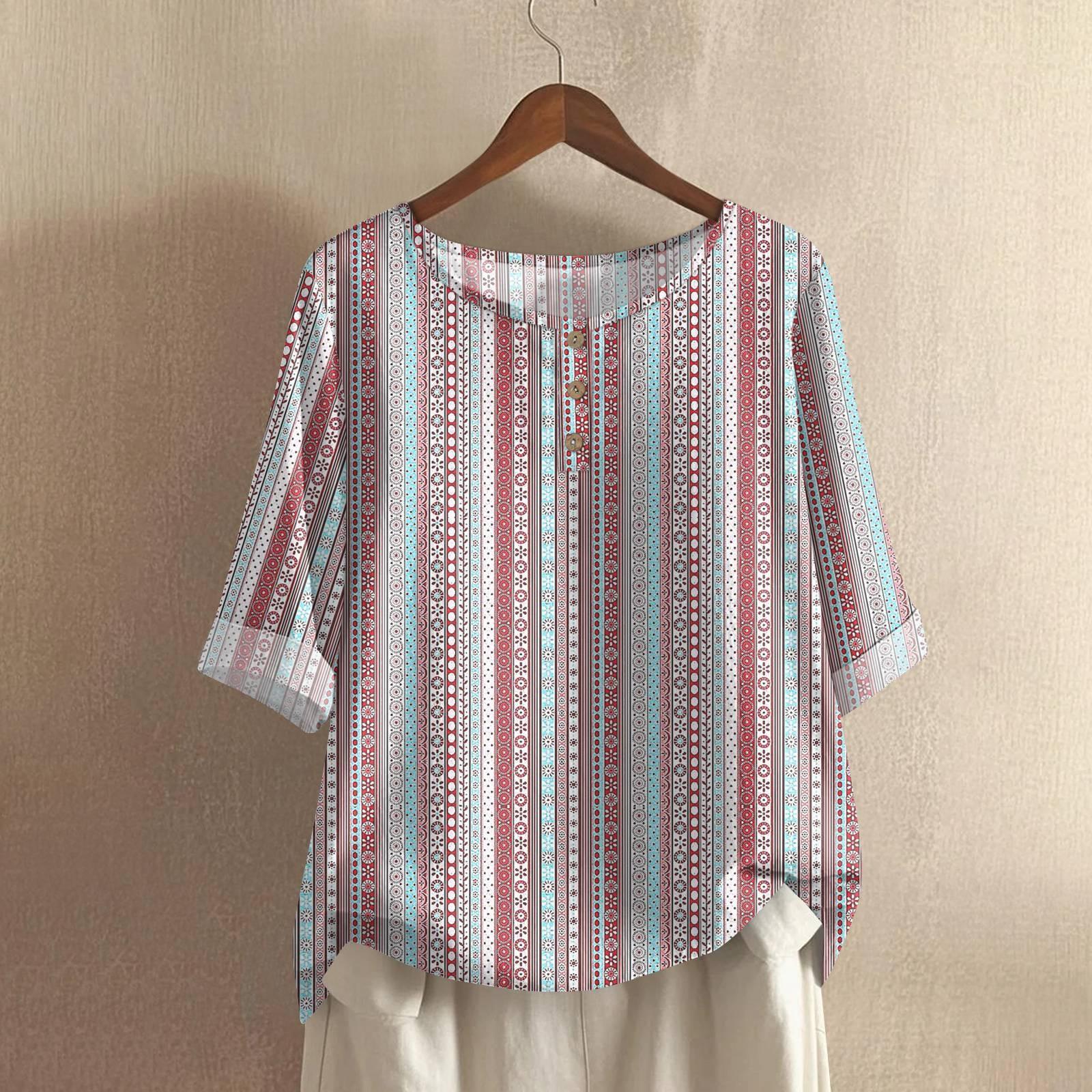 

Женская модная и повседневная рубашка с полурукавом, круглым вырезом и принтом, блузка, топ M