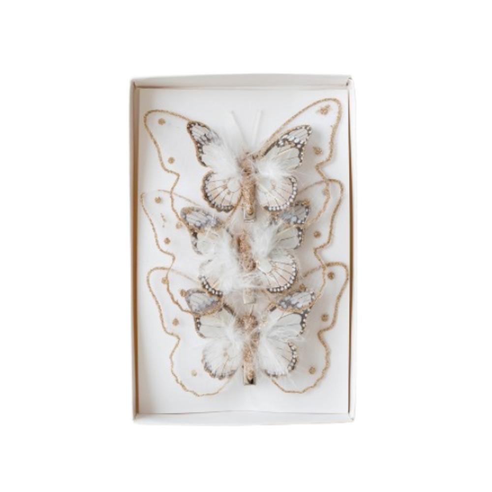 Plastová vánoční třpytivá motýlí přívěsek DIY vánoční stromek závěsná dekorace domácí vánoční výzdoba