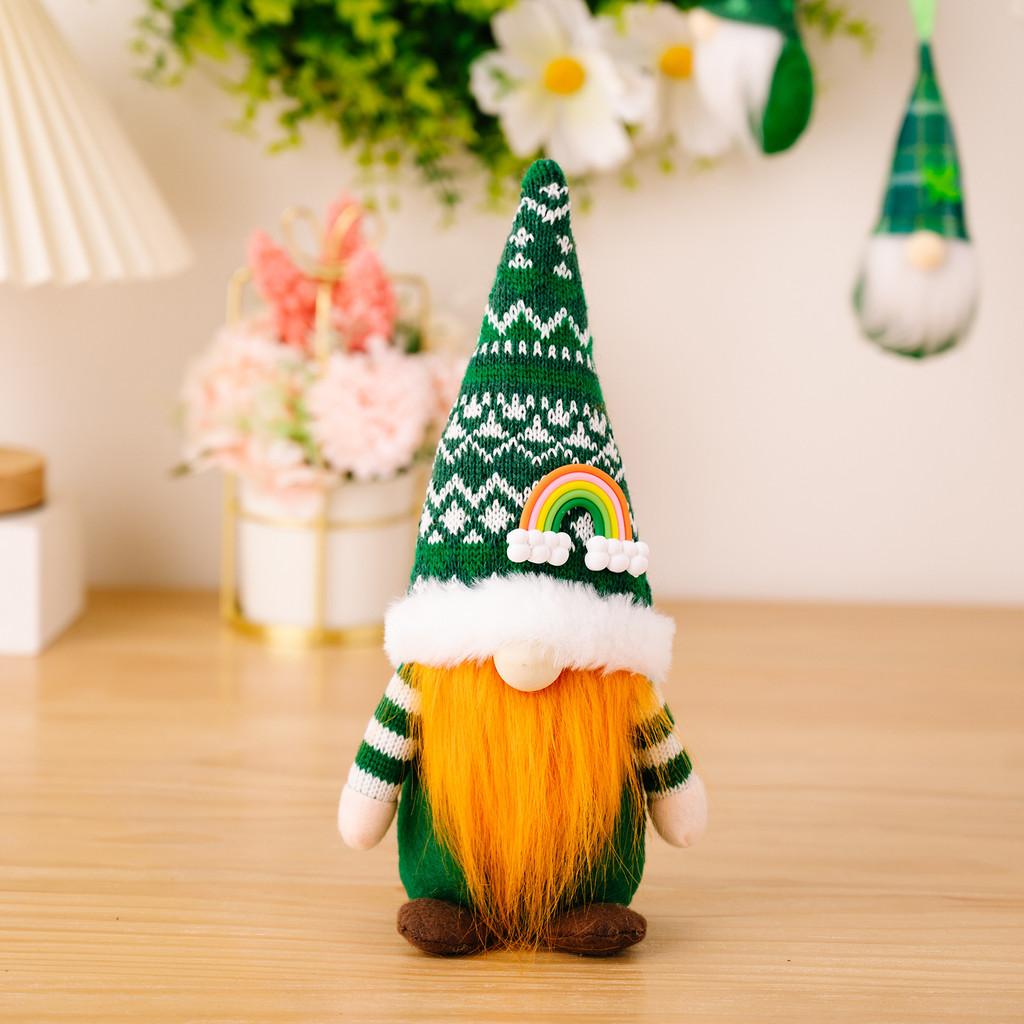 Leaf Delightful Green Festival Display Doll With Modern Design And Colorful Knitted Hat Events For
