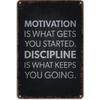 Motivation & Discipline Metal Tin Sign For Home Gym Decor - 8x12 Inch Durable Aluminum Fitness Poster - Pirational Workout Quotes For Training Room,