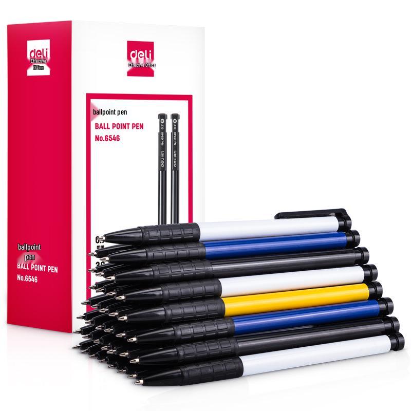 Deli 0.7mm Blue Click-Type Ballpoint Pen for Students and Office Use