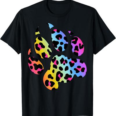 Paw Leopard Print Cool Tie Dye Animal Cheetah Leopard Print T-Shirt