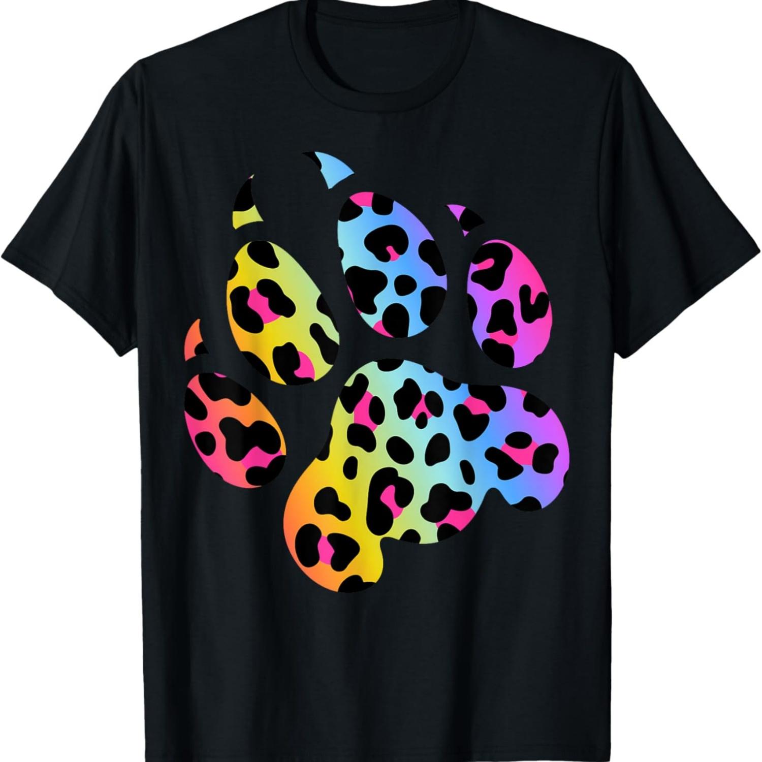 

Paw Leopard Print Cool Tie Dye Animal Cheetah Leopard Print T-Shirt XXXXXL чёрный