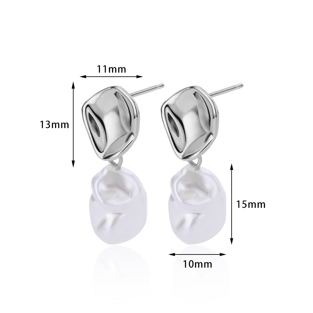 Baroque Pearl Earrings For Women Gold Color Stainless Steel Imitation Pearl Irregular Earring Wedding Party Jewelry Bijoux Femme