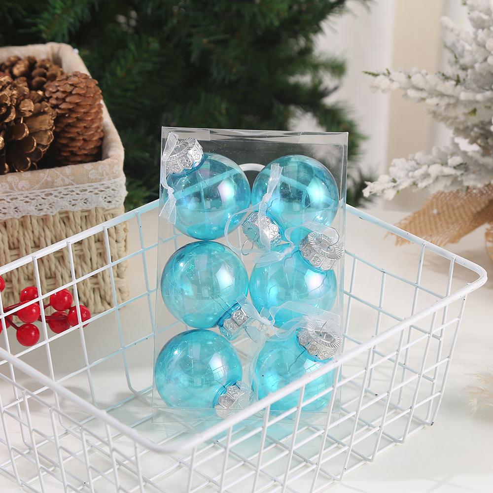 

Christmas Supplies 6PCS Colorful Christmas Balls Glitter Plastic Balls For Christmas Tree Hanging Xmas Party Decors Home Decor 6cm синій