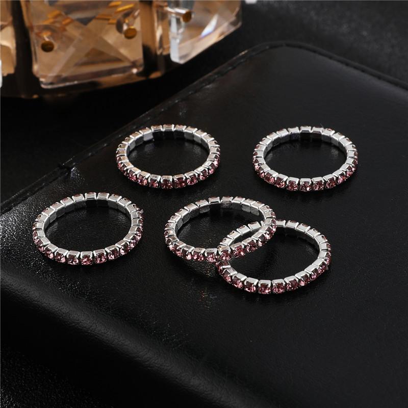 Single Row Rhinestone Ring, Elastic Ring, Diamond-Set Ring, Mixed Batch Elastic Ring