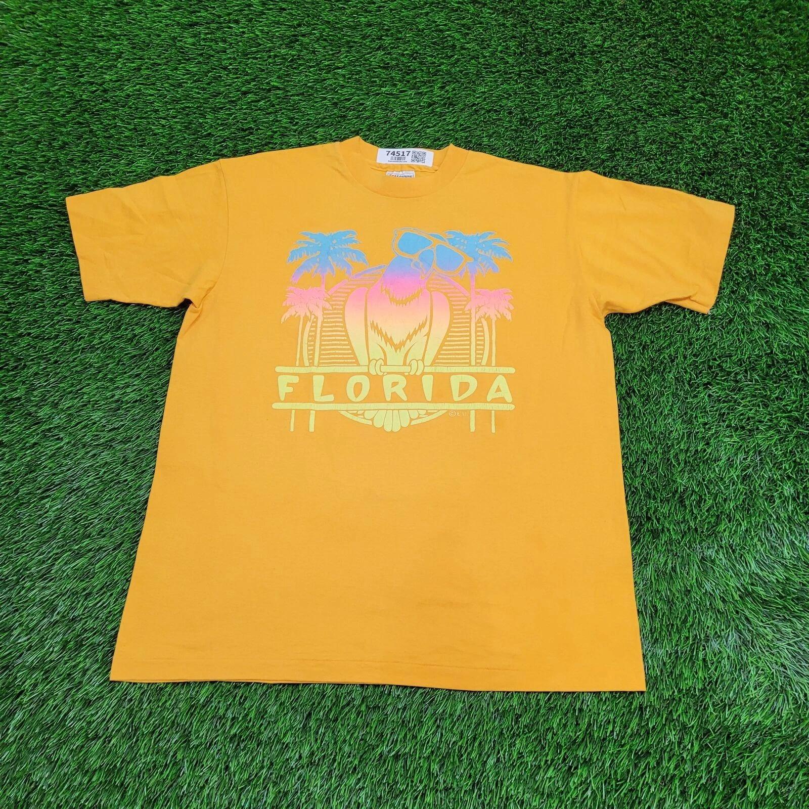 

Vintage 80s Florida Parrot Shirt M/L 21x26 Yellow S