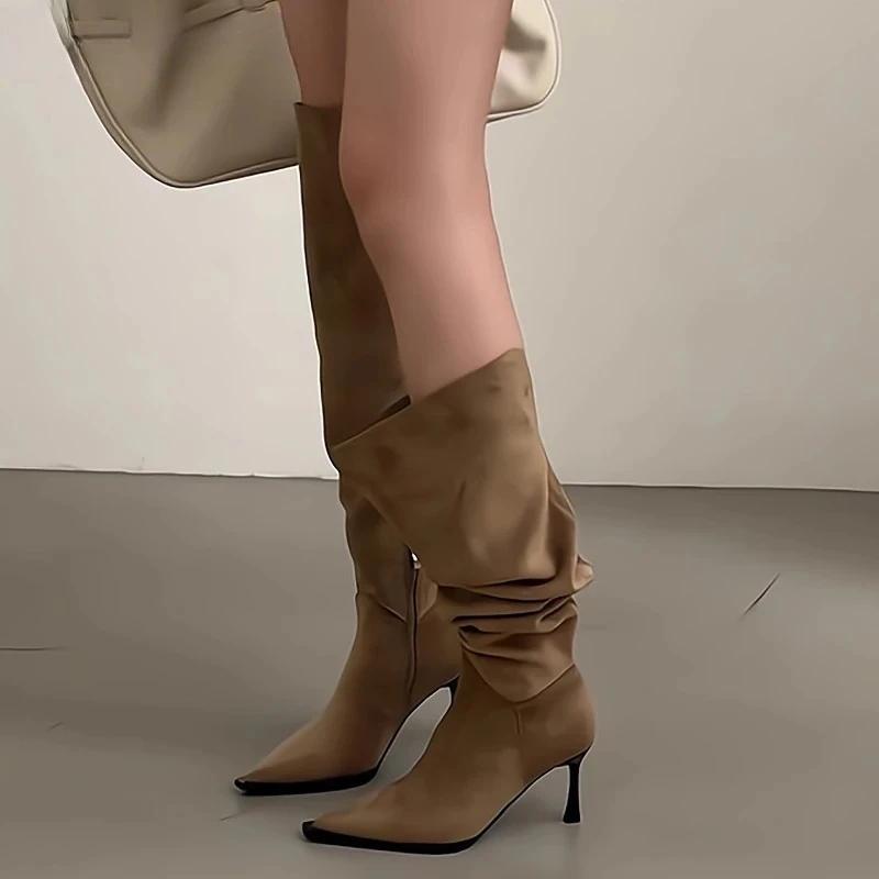Winter Fashion Pointed Toe Women Thin High Heel Long Over The Knee Boots Street Style Party Stripper Female Shoes