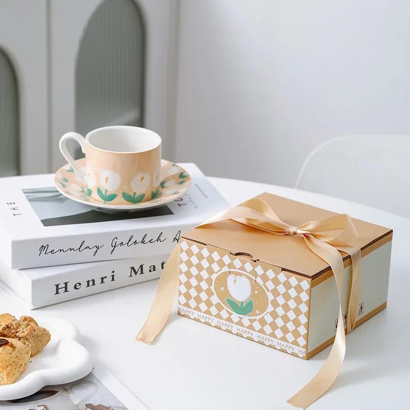 Vintage Elegant Ceramic Coffee Cup and Saucer Set Chic Bird Flower Exquisite Water Cup Home Afternoon Tea Dessert Tray Gift Box