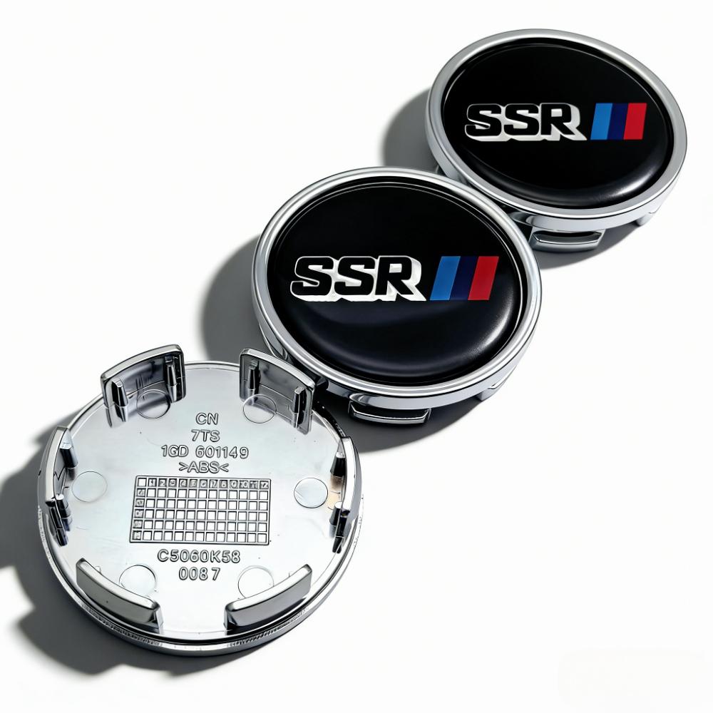 4pcs SSR Logo Badge Emblem Car Wheel Center Caps 58MM Clips 53MM Rim Hubcaps Dust Cover Wheels Hub Cap Replace Car Accessories