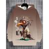 Autumn 3D Rooster Graphic Printed Hoodies Fashionable Casual Sports Pocket Long Sleeved Men's Hooded Sweatshirts