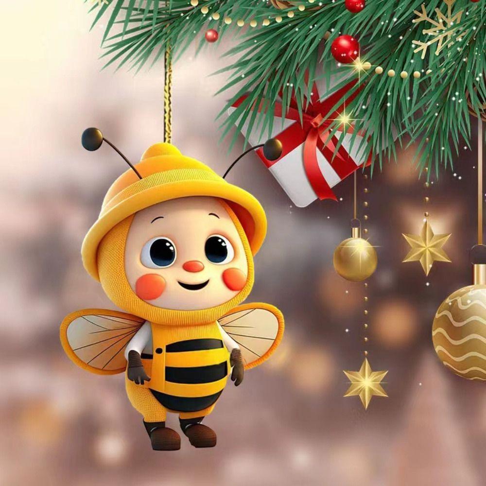2D Cute Bee Car Hanging Decoration Acrylic&Plexiglass 2D Car Decoration Hanging  Home