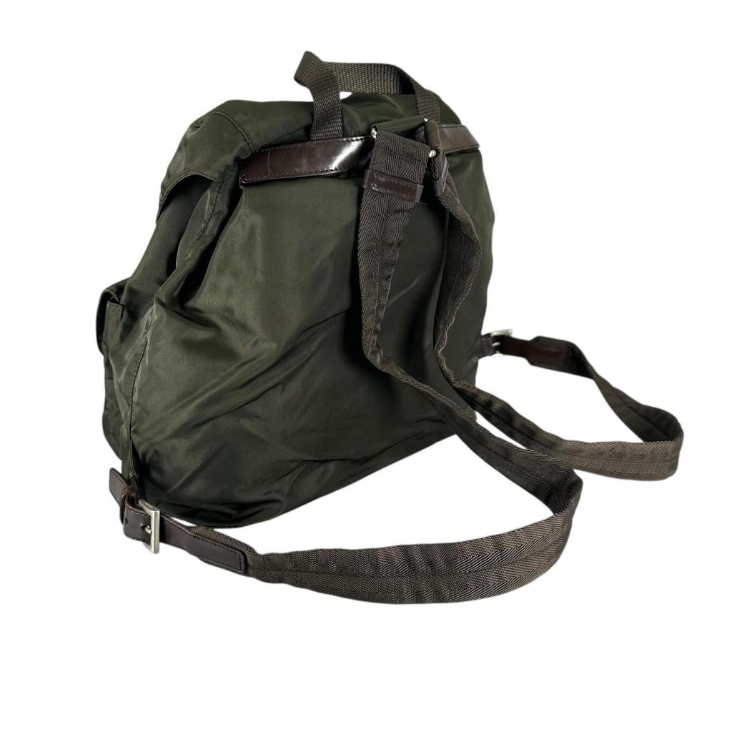 PRADA Triangular logo Backpack Â· Daypack khaki Women used
