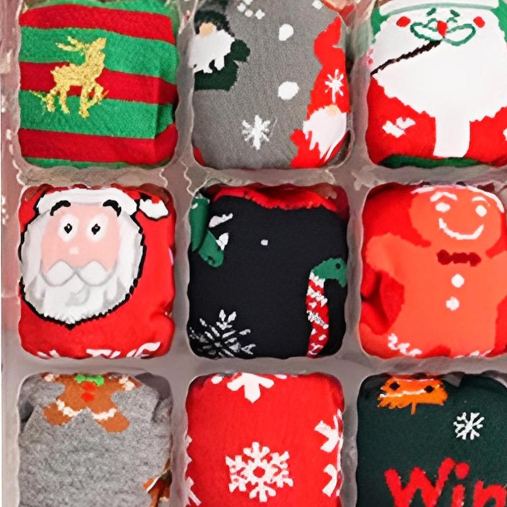 Christmas Advent Socks 24 Days Countdown to Christmas 12 Pairs of Holiday Crew Socks for Women Men Adults Teens Holiday