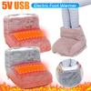 5V Electric Foot Warmer Foot Heating Pad USB Charging Household Foot Heater Washable Double Plush Feet Slippers for Home Winter