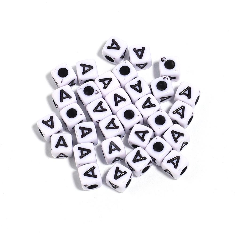 50-100Pcs White Square Acrylic Letter Beads A- Z Cube Loose Spacer Beads Alphabet Beads DIY Bracelet Jewelry Making Accessories