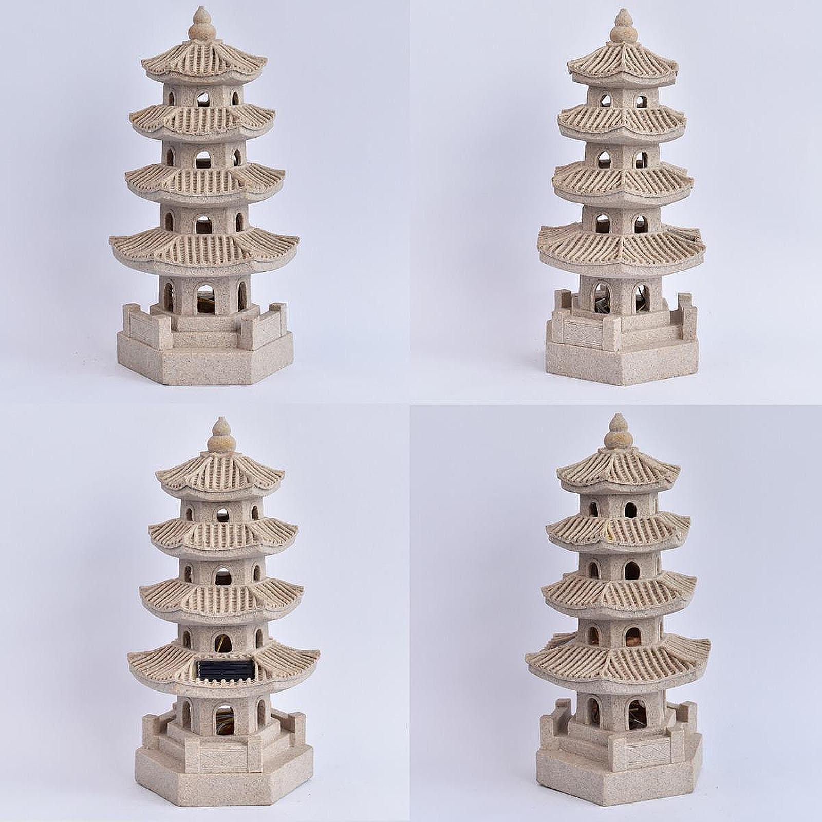 

Solar Pagoda Lantern Resin Statue Outdoor Garden Ornaments Japanese Decorative Sculpture for Balcony Porch светло-серый