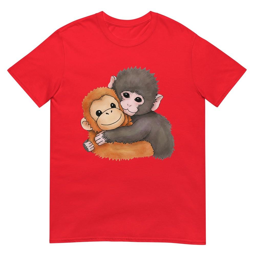 Cute Baby Monkey Named Punch Plush Hugging TShirt S