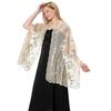 Hollow Out Tassel Wrap Tulle Evening Dress Scarf Embroidery Sequins Shawls  Belly Dancing Belt