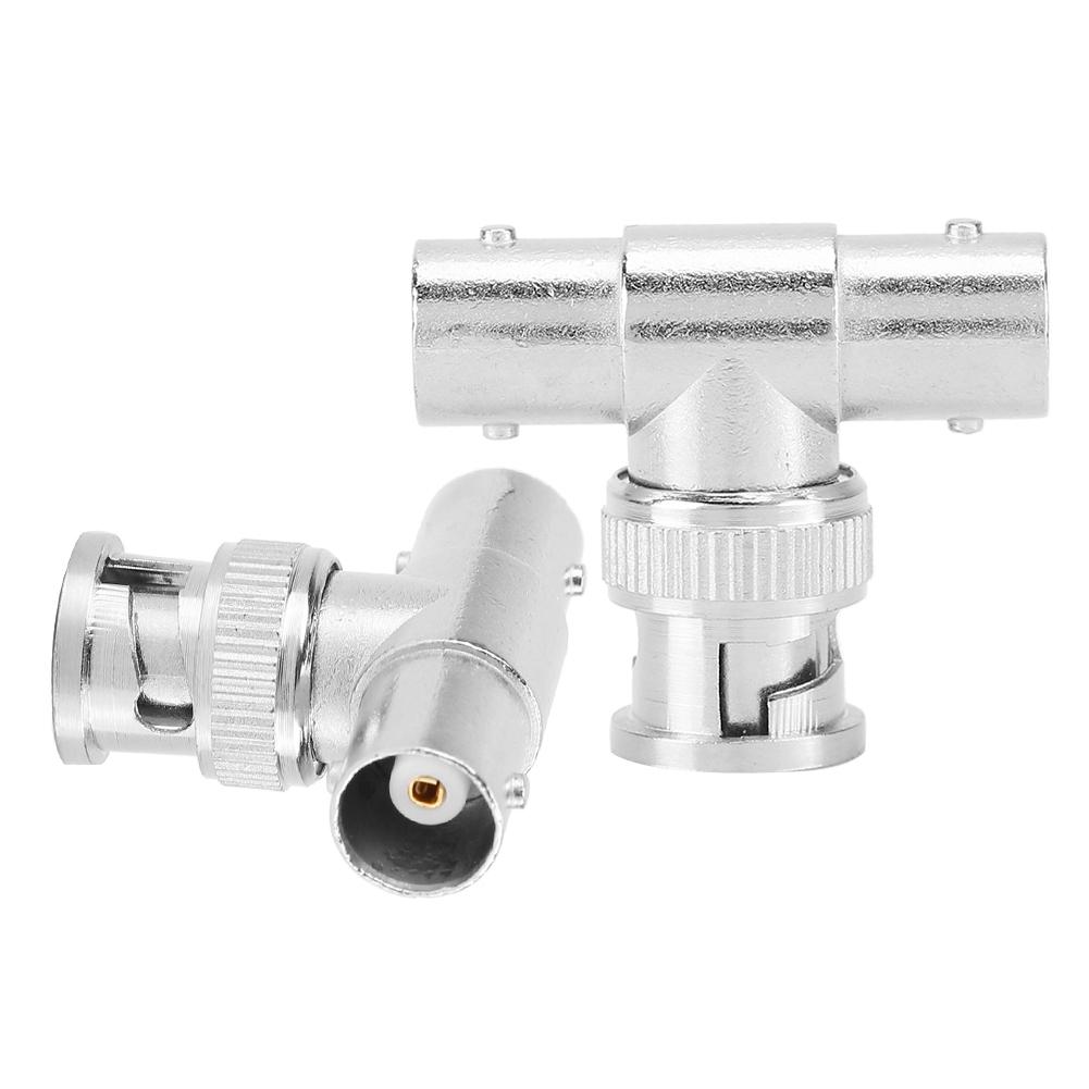 2pcs BNC Male to Female Adapter 3 Way Surveillance Video T Connector Splitter