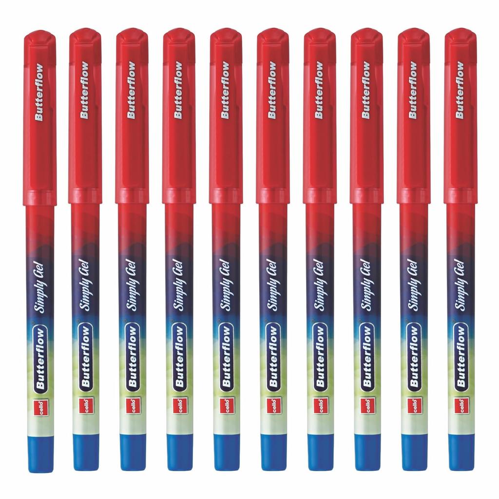 BF Simply GP 10CrDhgr Rot Ni Kugelschreiber Packung mit 10 Glattes Schreiben Einziehbarer Gelstift Für Büro Schulgebrauch Indien