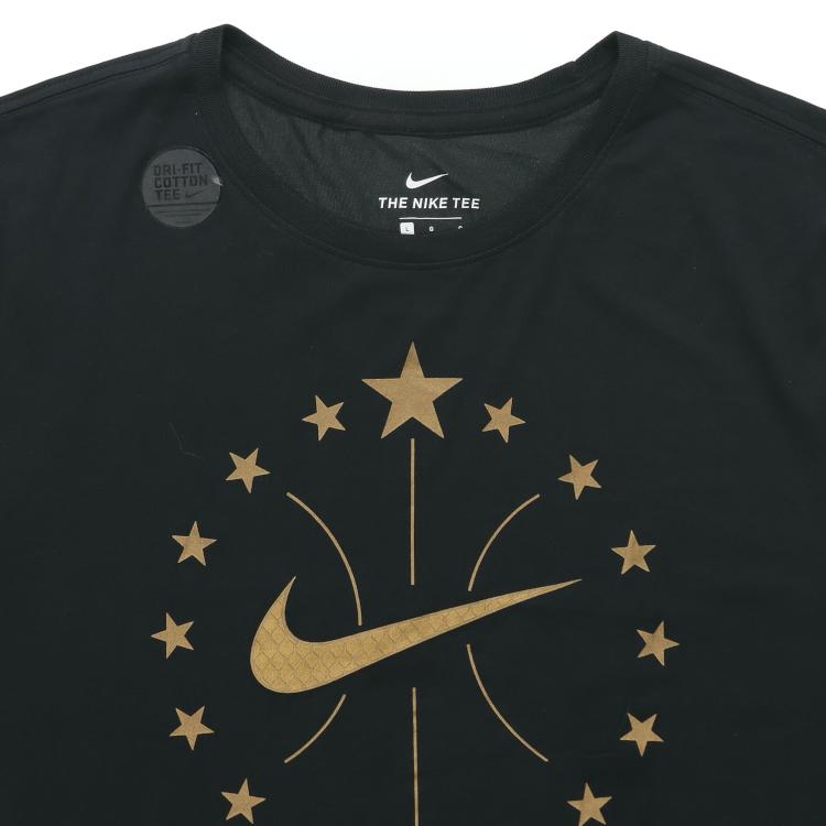 Nike Metallic Gold Logo Dri-Fit Basketball T-Shirt Men Tops Black 913343-010