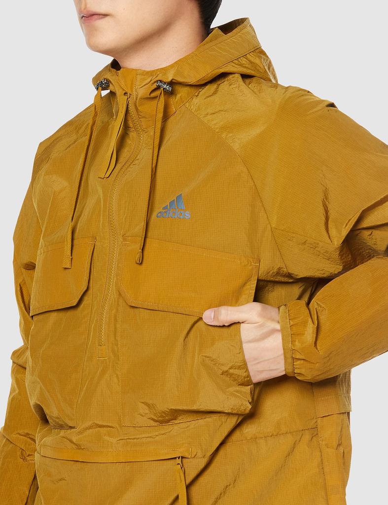 Adidas City Escape Loose Fit Ripstop Anorak Jacket Bronze Strata Size L Half-Zip (BXF62), Men's (IA9402),