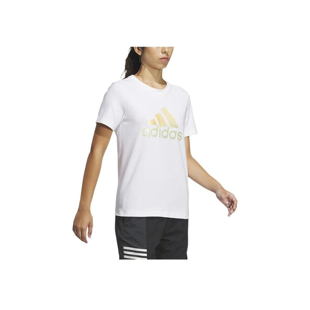 Adidas Printed Logo Casual Crew Neck Straight Short Sleeve T-Shirt Women Tops White IM8885